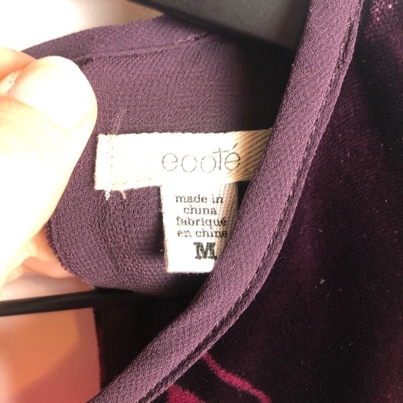 Ecote Athena Cut Out Purple Floral Velvet Top Med - Picture 2 of 3